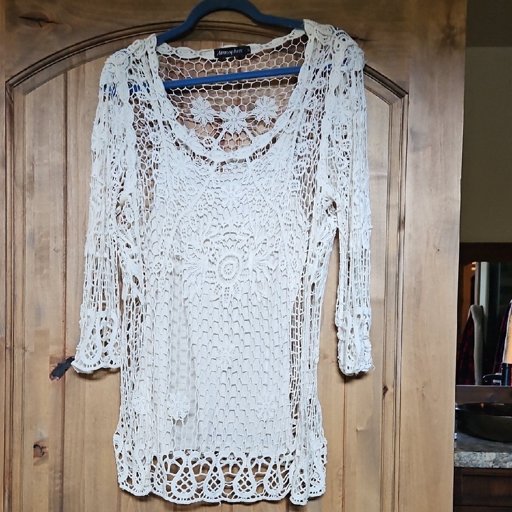 Atmosphere Cream Crochet Blouse